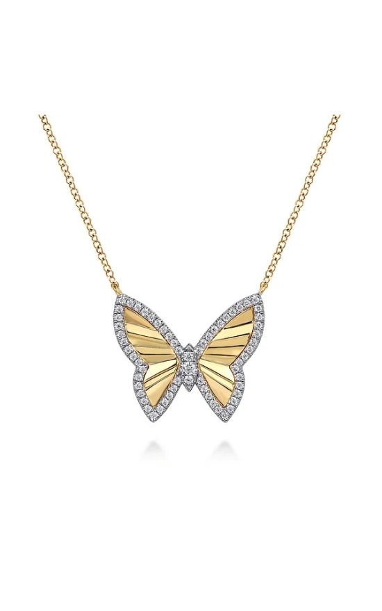 Gold & Diamond Butterfly Necklace