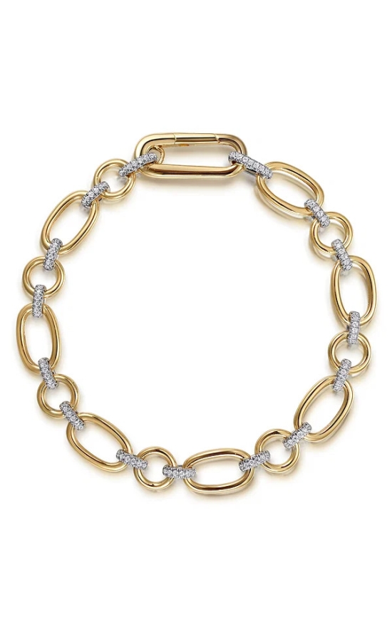 Gold & Diamond Tube Link Bracelet