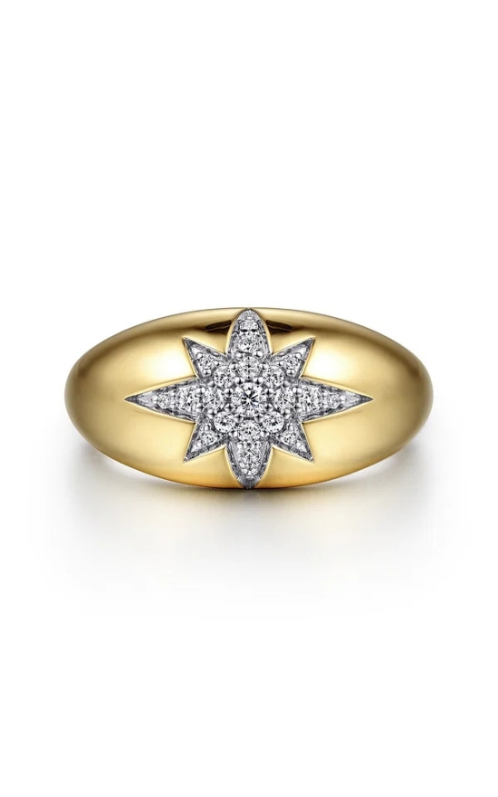 Domed Diamond Star Ring