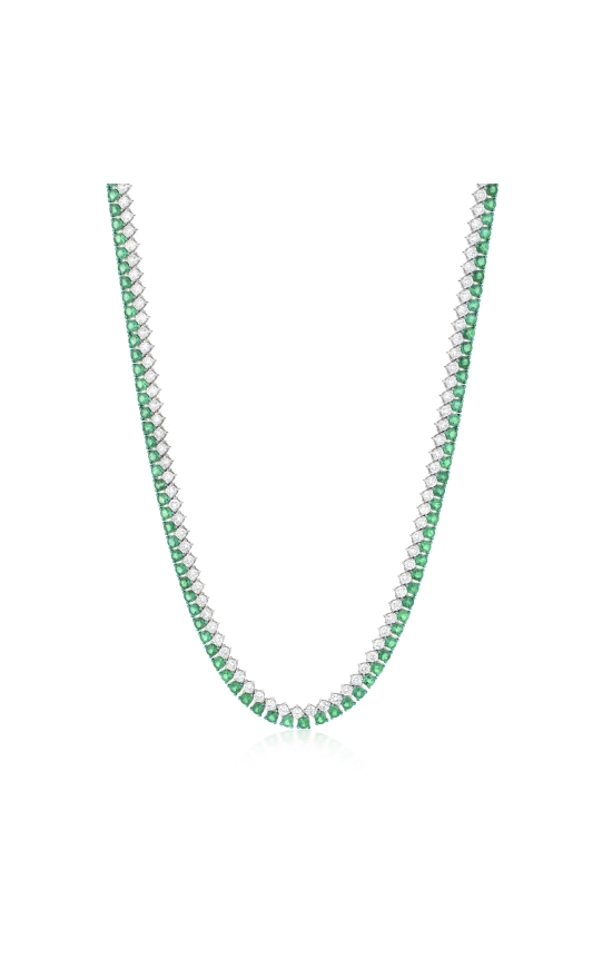 Emerald and Diamond Tennis Necklace