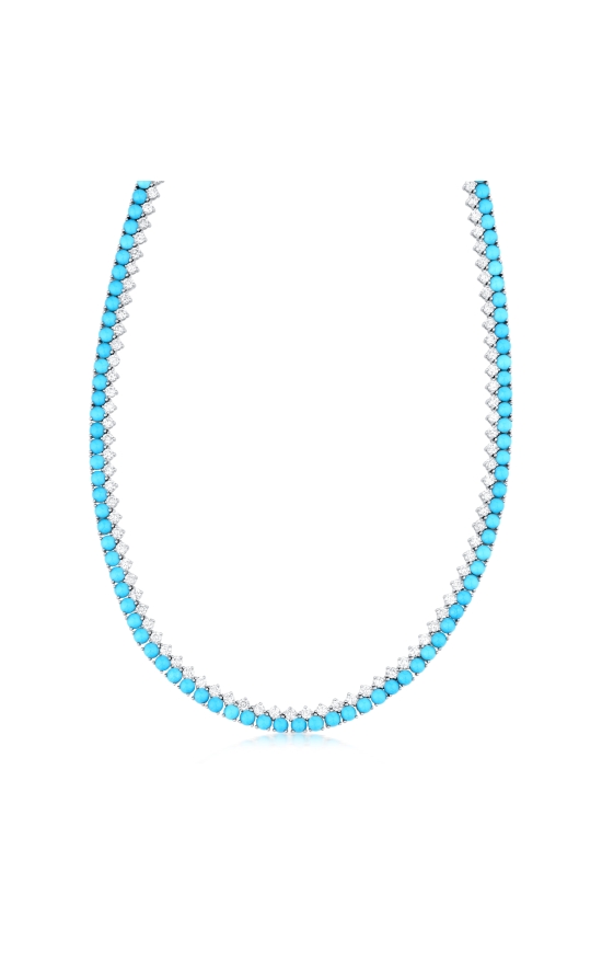 Turquoise and Diamond Tennis Necklace